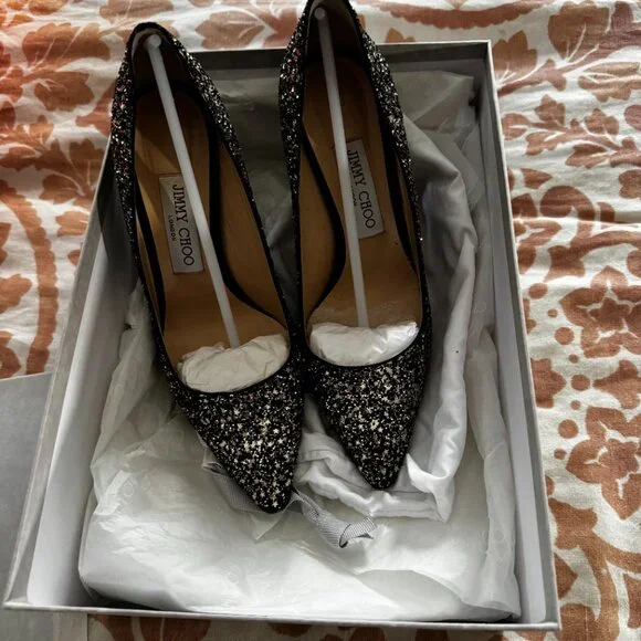 EUC Jimmy Choo Romy 100 Glitter Pumps - Picture 5 of 8